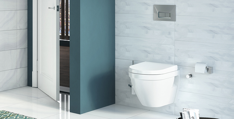 VitrA S50 wall-hung toilet and flush plate
